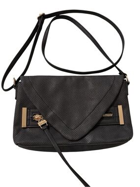 Nicole Miller charcoal gray perforated crossbody - Like New
